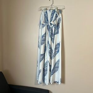 2piece Top and Skirt tropical blue and white